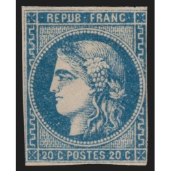 n°46B, Cérès Bordeaux, 20c bleu, Type III Report 2, neuf * avec charnière