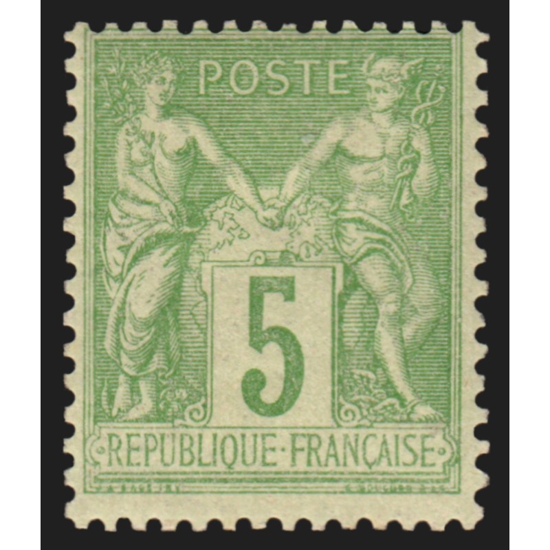 n°106, Sage 5c vert-jaune, Type II, neuf * légère trace de charnière - TB