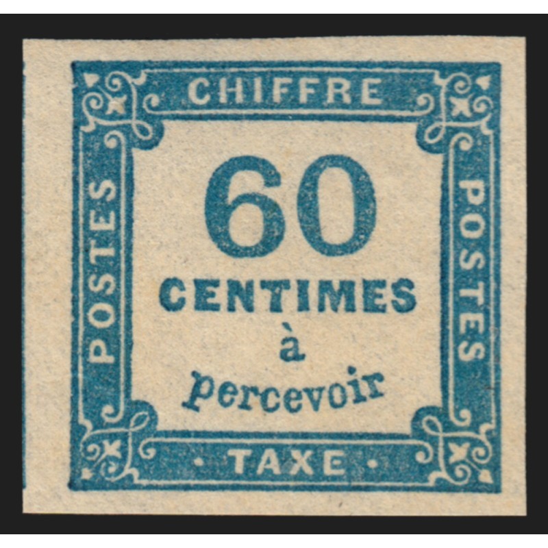 Timbres-Taxe n°9, 60c bleu, neuf * légère trace de charnière - SUPERBE