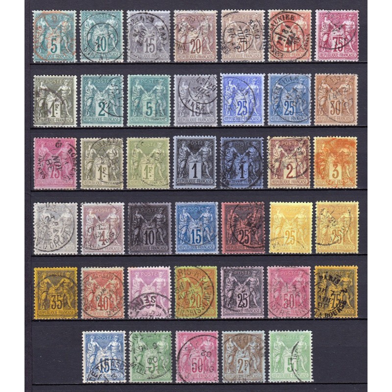 France 1876/1890 - Collection de 40 timbres au type Sage - COTE 900 €