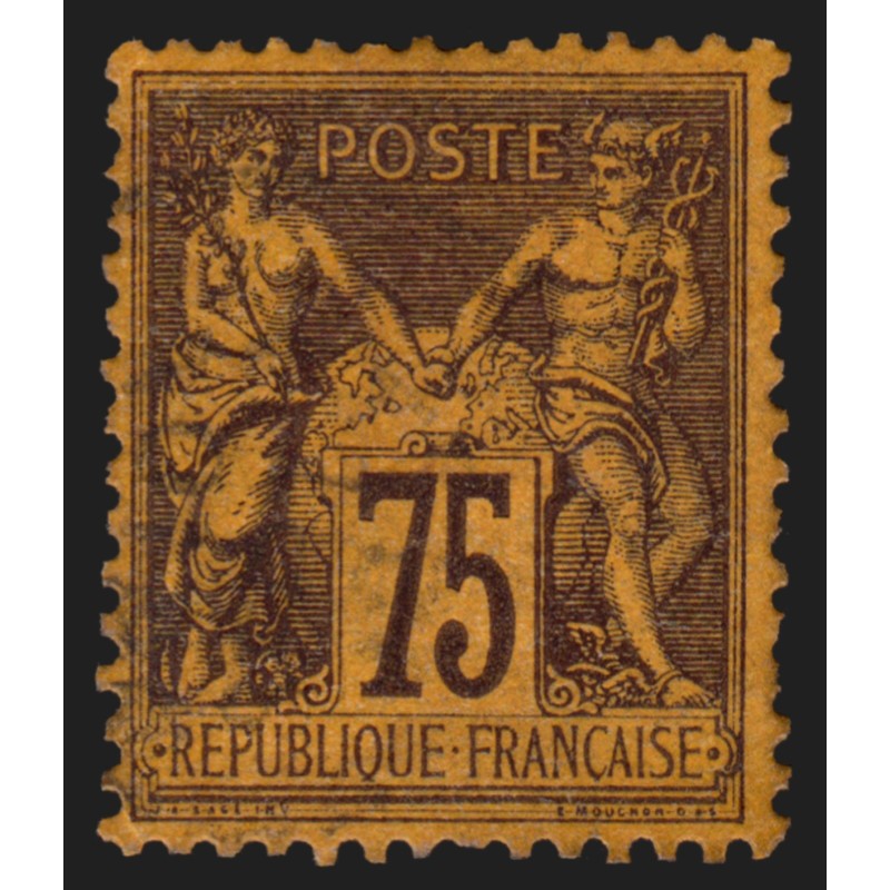 n°99, Sage 75c violet sur orange, neuf * avec charnière, GNO