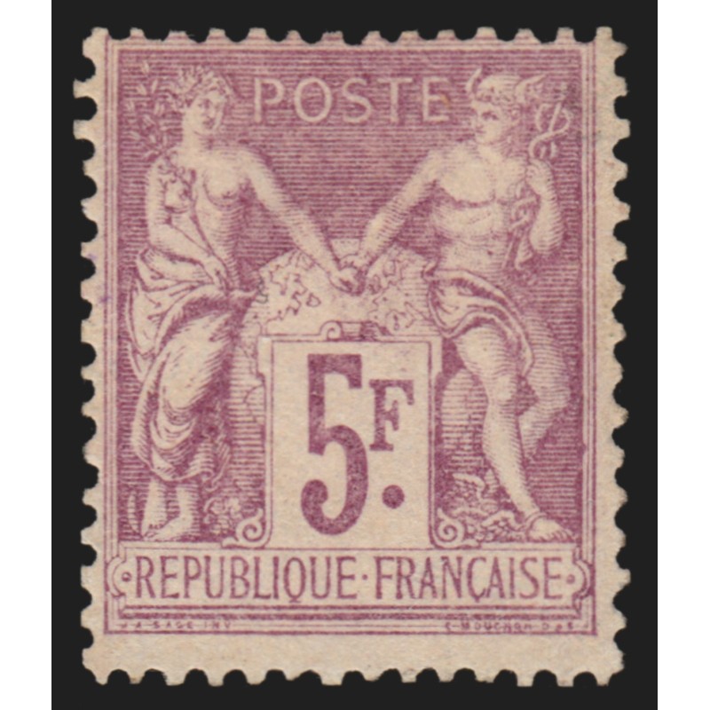 n°95a, Sage 5fr lilas-rose, neuf * légère trace de ch. signé ROUMET - TB