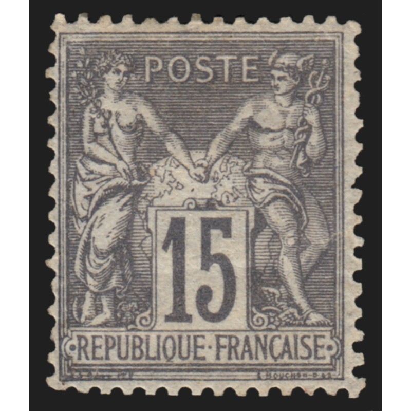 n°77, Sage 15c gris, Type II, neuf * avec charnière - B/TB