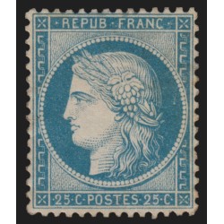 n°60A, Cérès 25c bleu, Type I, neuf * avec légère trace de charnière - TB