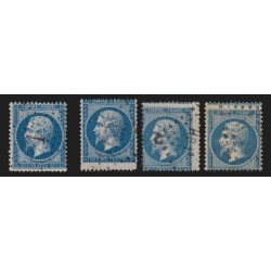 n°22, lot de 3 variétés de piquage, Napoléon 20c bleu - TB D'ASPECT