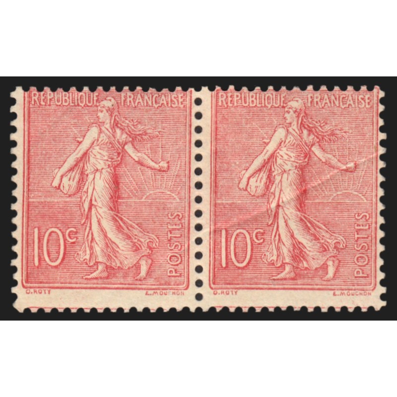 n°129a, variété "R sans ombre" tenant à normal, Semeuse lignée 10c rose, neuf *