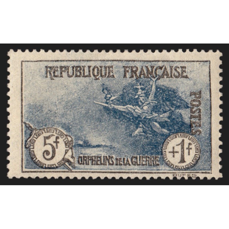 n°232, Orphelins de guerre, 5fr+1fr noir et bleu, neuf * avec charnière - TB