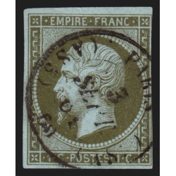 n°11, Napoléon non-dentelé, 1c olive, oblitéré càd bureau de Paris AS3