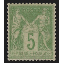 n°102, Sage 5c vert-jaune, Type I (N sous B), neuf * légère trace de ch. - TB