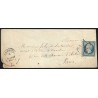 n°10, Présidence 25c bleu, oblitéré PC 1626 LAMBESC lettre pour Paris 1854