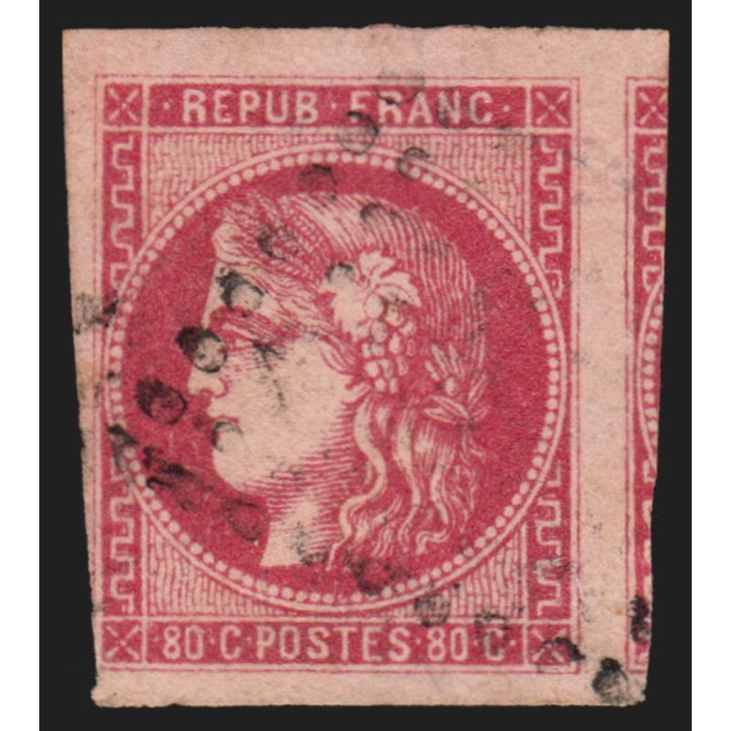 n°49b, Cérès Bordeaux, 80c rose-vif, oblitéré, signé A.BRUN