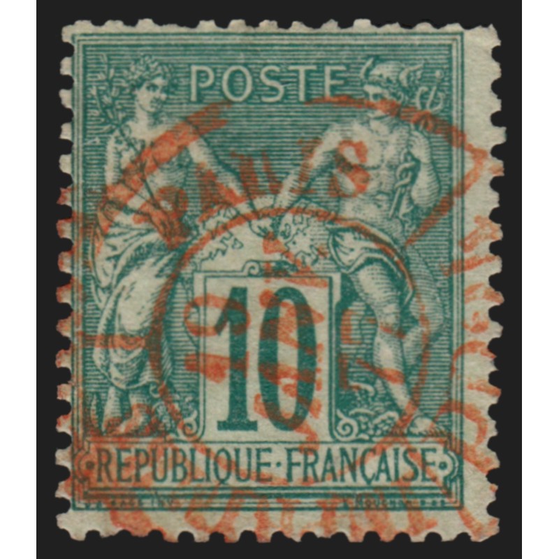 n°76, Sage 10c vert, Type II, oblitéré càd Rouge des imprimés - B/TB