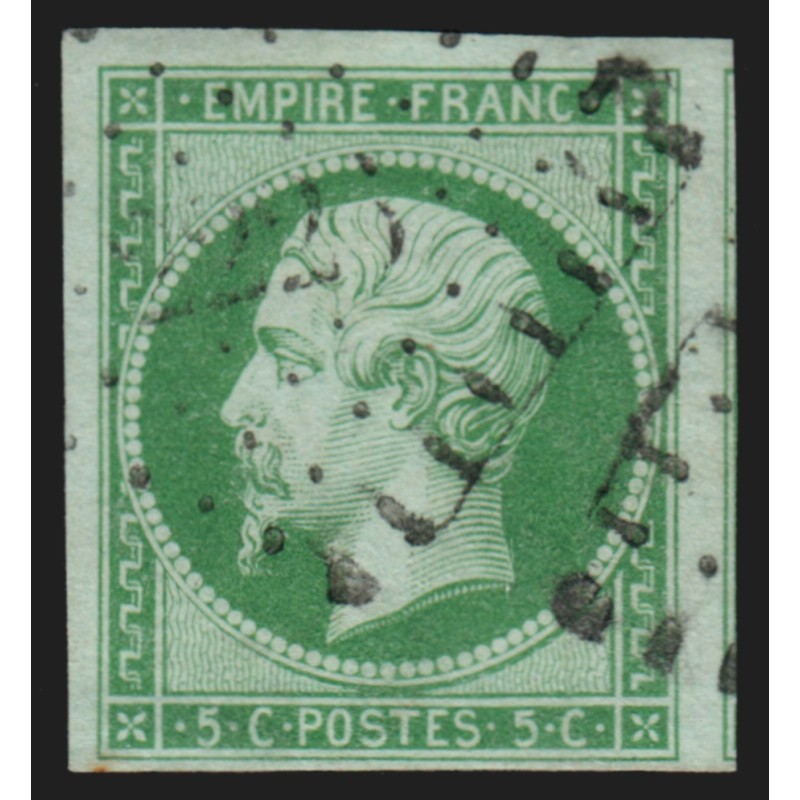 n°12, Napoléon 5c vert, oblitéré losange PC, signé A.BRUN - TB