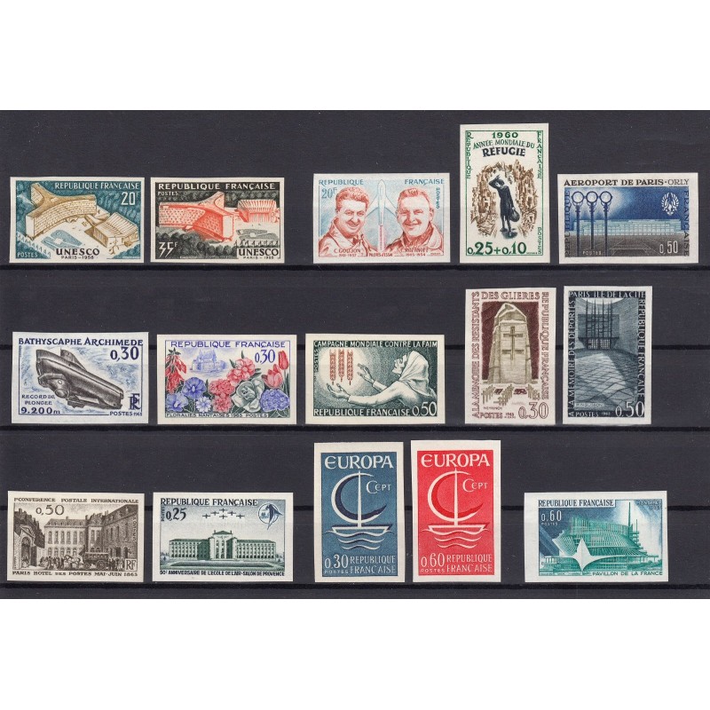 France 1958/1967 Collection de non-dentelés, neufs ** sans charnière COTE 777€