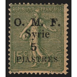 SYRIE Occupation française 1920 - n°52, 5pi sur 15c olive, neuf * - TB