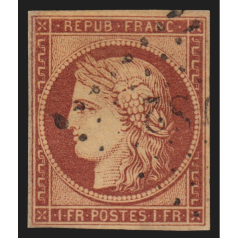 n°6, Cérès 1849, 1fr carmin, oblitéré - TB D'ASPECT