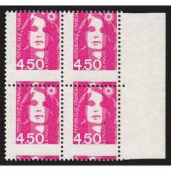 n°3007f variété "piquage à cheval" bloc de 4, Marianne de Briat, neufs ** LUXE