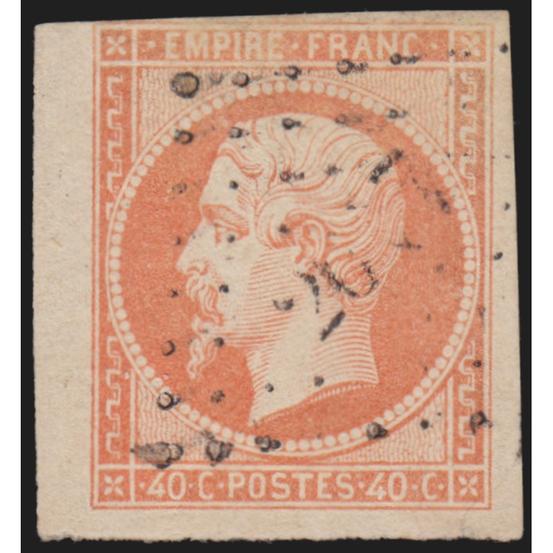 n°16 bord de feuille, Napoléon 40c orange, oblitéré - SUPERBE