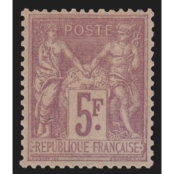 n°95a, Sage 5fr lilas-rose sur lilas, neuf * - SUPERBE - Certificat LA POSTALE