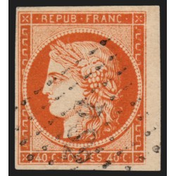 n°5, Cérès 1849, 40c orange, oblitéré bureau de Paris DS2 - TTB