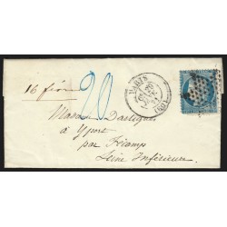 Lettre de Paris du 29/JANV./1871 taxe allemande manuscrite 20 en bleu - TB