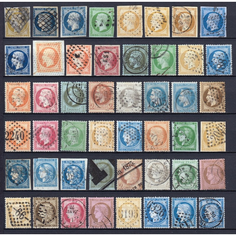 France 1849/1875 - Collection 48 timbres Cérès, Napoléon - COTE 2.450 €