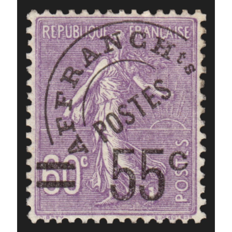 Préoblitérés n°47, Semeuse lignée 55c sur 60c violet, neuf * - SUPERBE