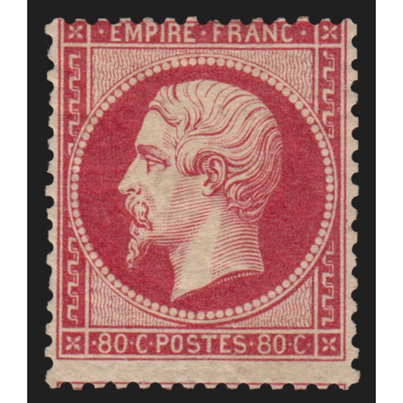 n°24, Napoléon dentelé, 80c rose, neuf * avec charnière - TB