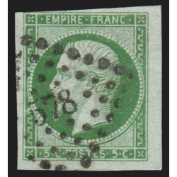 n°12, petit bord de feuille, 5c vert, oblitéré PC 578 CAEN - TB