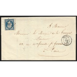 n°10, bord de feuille, Présidence 25c bleu, oblitéré PC 410 BLAYE s/lettre - TB