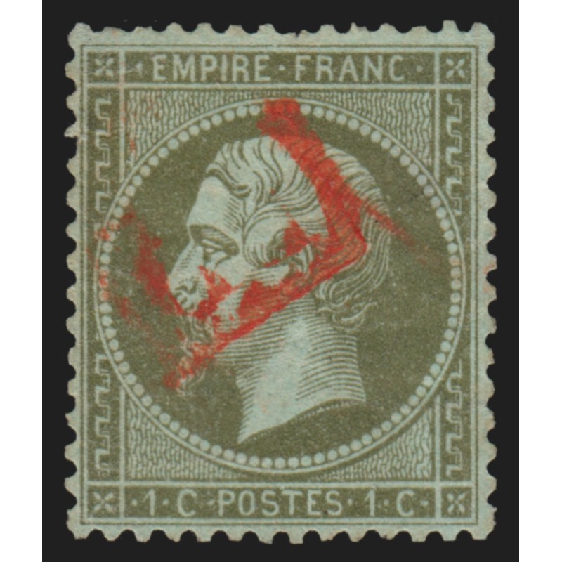 n°19, Napoléon 1c vert-olive, oblitéré cachet PD rouge