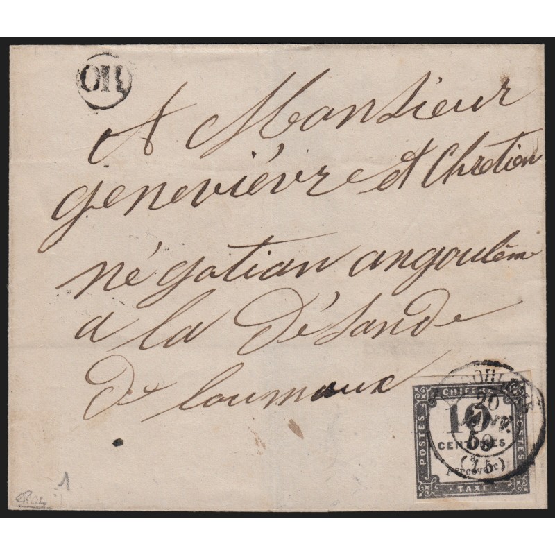 Timbres-Taxe n°1, oblitéré càd ANGOULEME Cachet OR cerclé, signé CALVES - TB