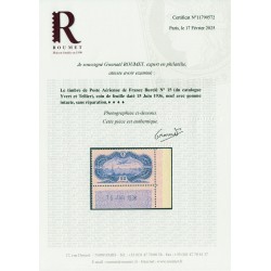 Poste Aérienne n°15, coin daté 15 juin 1936, neuf ** sans charnière, Certificat