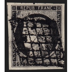 n°3a, Cérès 1849, 20c noir sur blanc, oblitéré grille - TB