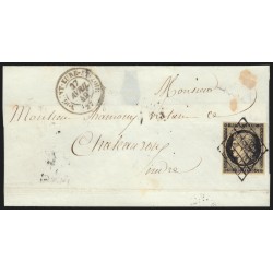 n°3, Cérès 20c noir, oblitéré NOGENT-EURE-ET-LOIR 1849 lettre pour Chateauroux