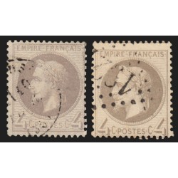 n°27A/27B, Napoléon Lauré, 4c gris, les 2 Types, oblitérés - TB