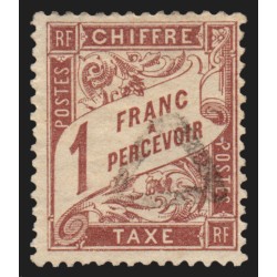 Timbres-Taxe n°25, Duval 1fr marron, oblitéré - TB