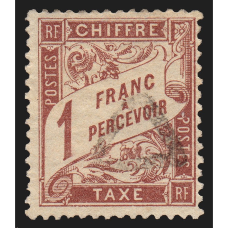 Timbres-Taxe n°25, Duval 1fr marron, oblitéré - TB