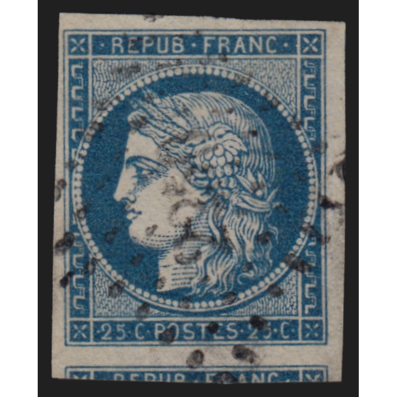 n°4, Cérès 1850 25c bleu, oblitéré PC 2250 NEUILLY-SUR-SEINE - SUPERBE