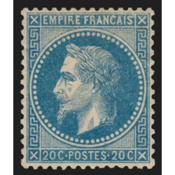 n°29B, Napoléon Lauré 20c bleu, Type II, neuf * avec ch. signé A.BRUN - TB