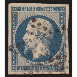 n°15, Napoléon 25c bleu, oblitéré étoile de Paris, signé CALVES - TB