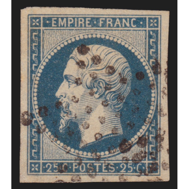 n°15, Napoléon 25c bleu, oblitéré étoile de Paris, signé CALVES - TB