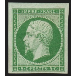 n°12, Napoléon non-dentelé, 5c vert, neuf * avec gomme - TB - Certificat ROUMET