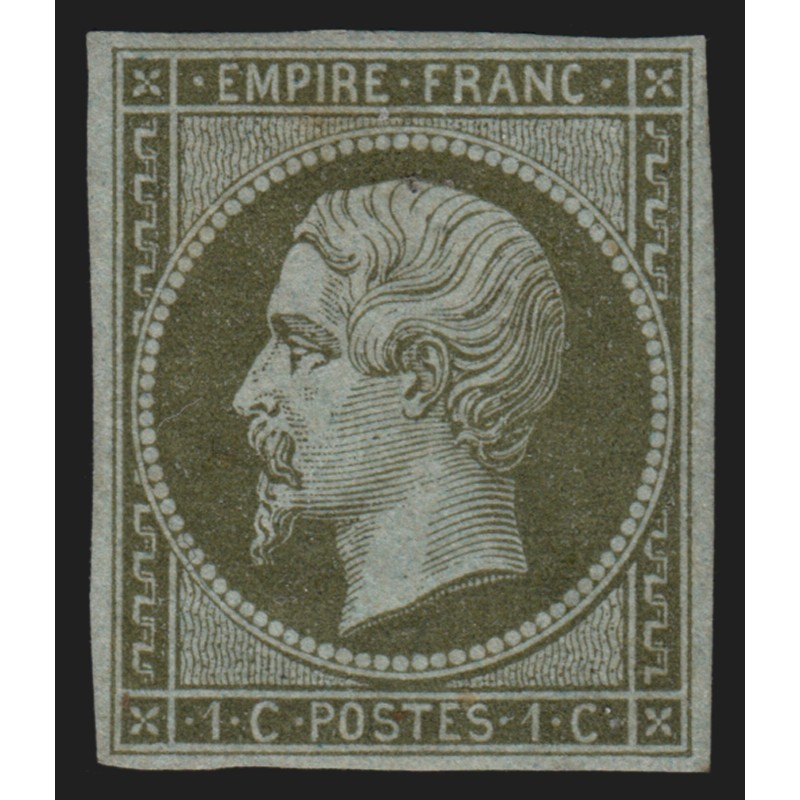 n°11, Napoléon non-dentelé 1c olive, neuf * avec trace de charnière - TB