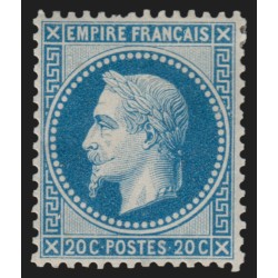 n°29A, Napoléon Lauré 20c bleu, Type I, neuf * légère trace de charnière - B/TB