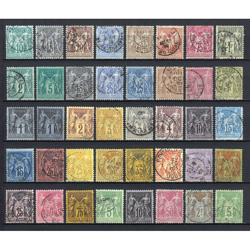 France 1876/1890 - Belle collection au type Sage COTE +930 € - TB D'ASPECT