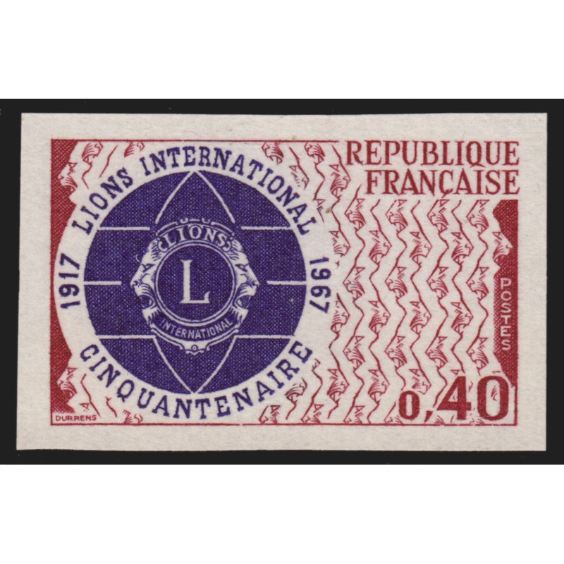 n°1534a non-dentelé, Cinquantenaire du Lions 1967, neuf ** sans charnière - TB