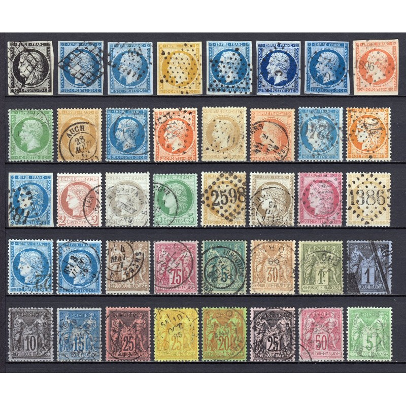 France 1849/1890 - Superbe collection 40 timbres Napoléon Cérès - TB 1er choix