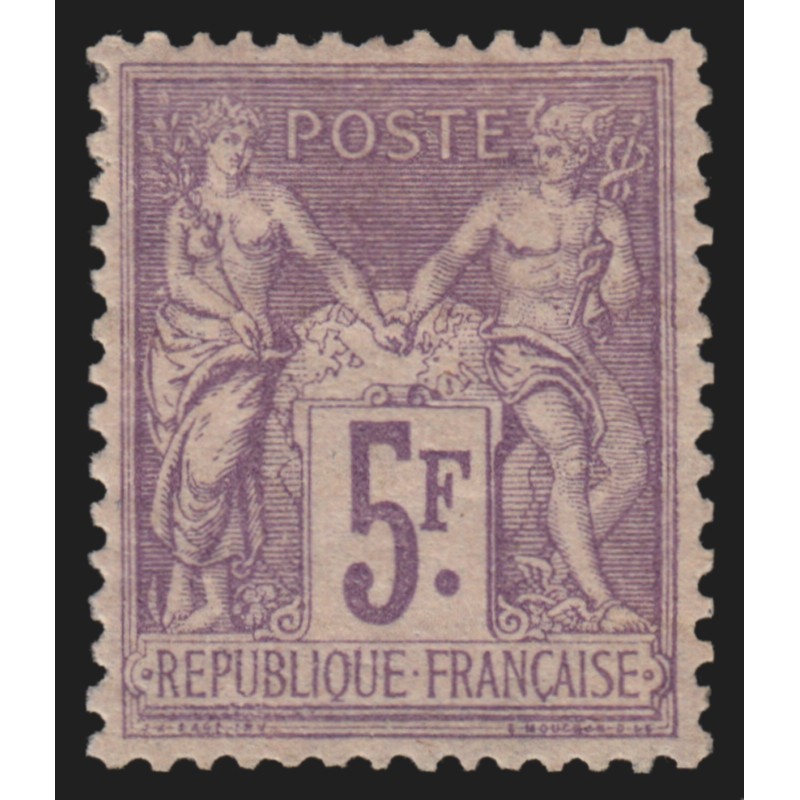 n°95, Sage 5fr violet sur lilas, neuf * avec charnière, signé A.BRUN - TB