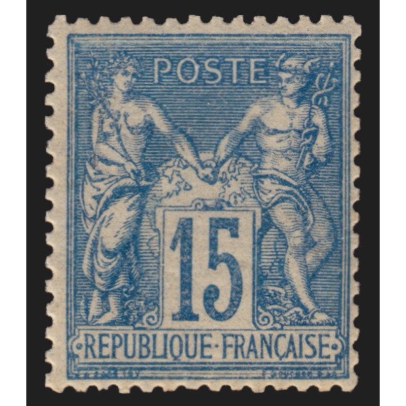 n°90, Sage 15c bleu, neuf * infime trace de charnière - TB